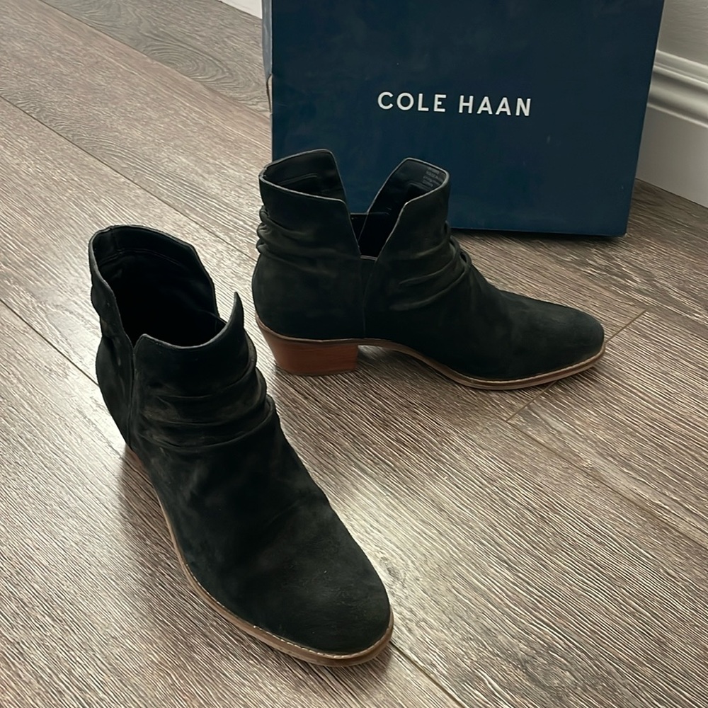 EUC Cole Haan black suede Alayna Slouch Bootie